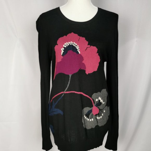 DKNY Donna Karen Silk & Cashmere Floral Sweater - Picture 1 of 6